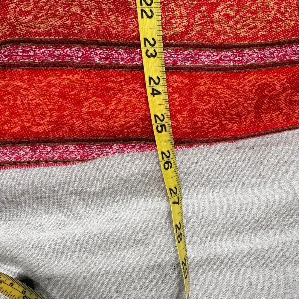 Pashmina Stripe Oversized Blanket Scarf fringe edges Silk Blend - Picture 5 of 9